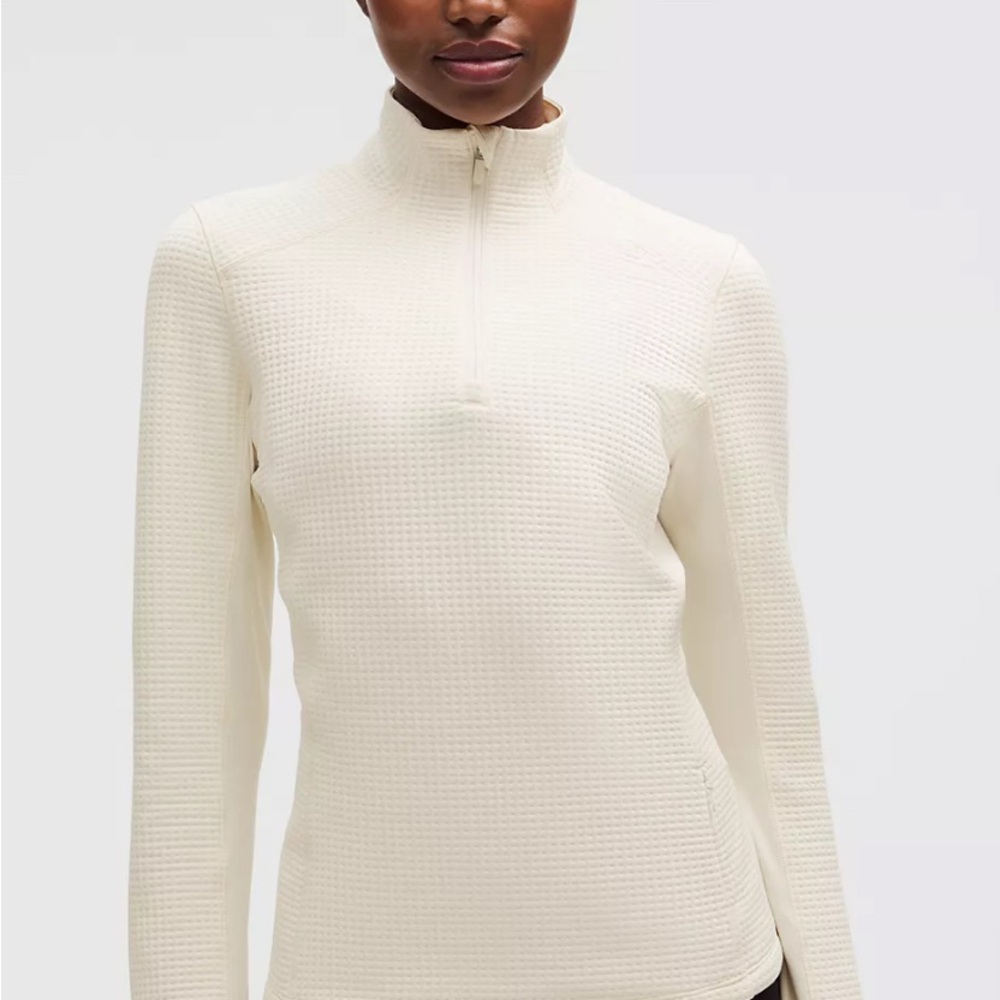 New with Tags:  Lululemon Waffle-Knit Half-Zip Long-Sleeve Shirt (Ivory)